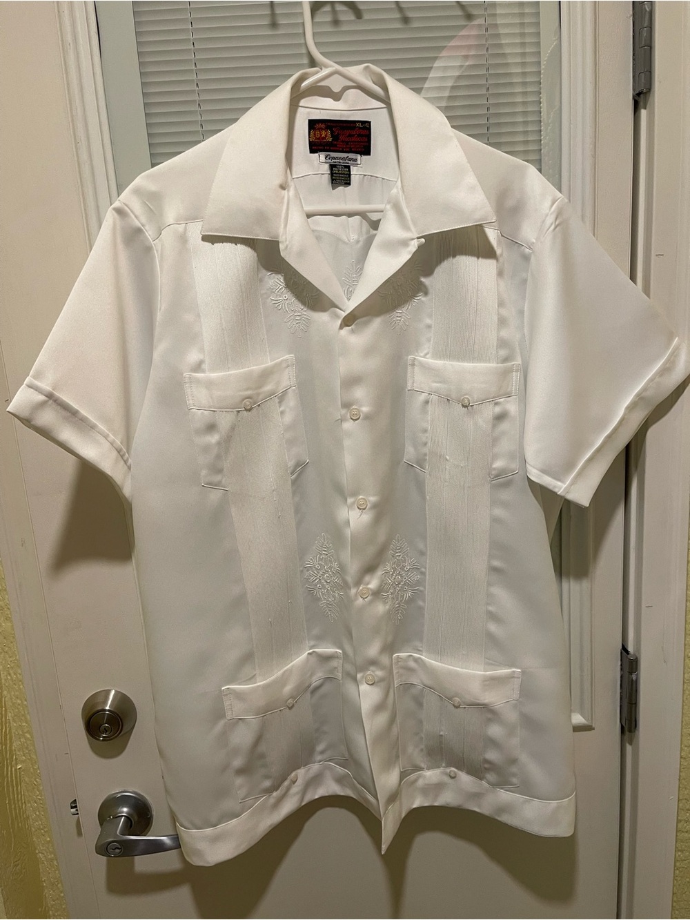 Classic White Men's Guayabera Dress Shirt - Short Sleeve